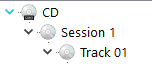 No files present, only a track / session / partition layout