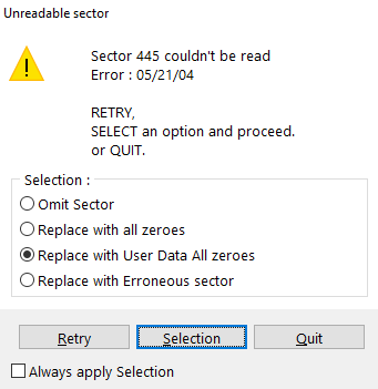 Errors during extraction