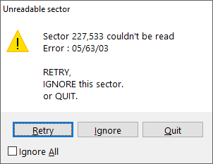 Errors during extraction