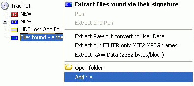 Add file to files found based on their signature