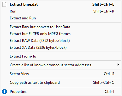 IsoBuster - Extract Options