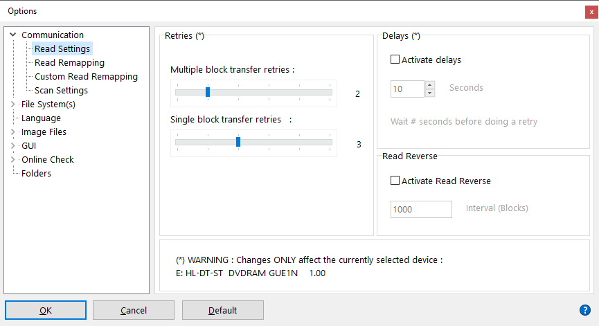 IsoBuster - Communication (Read Settings)