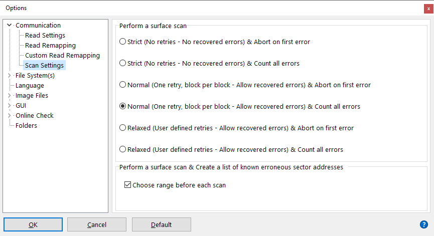 Communication (Scan Settings)