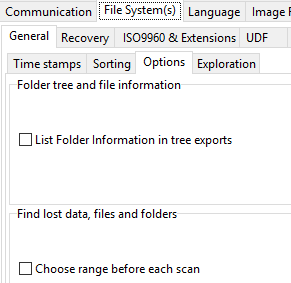 IsoBuster - General File System Settings