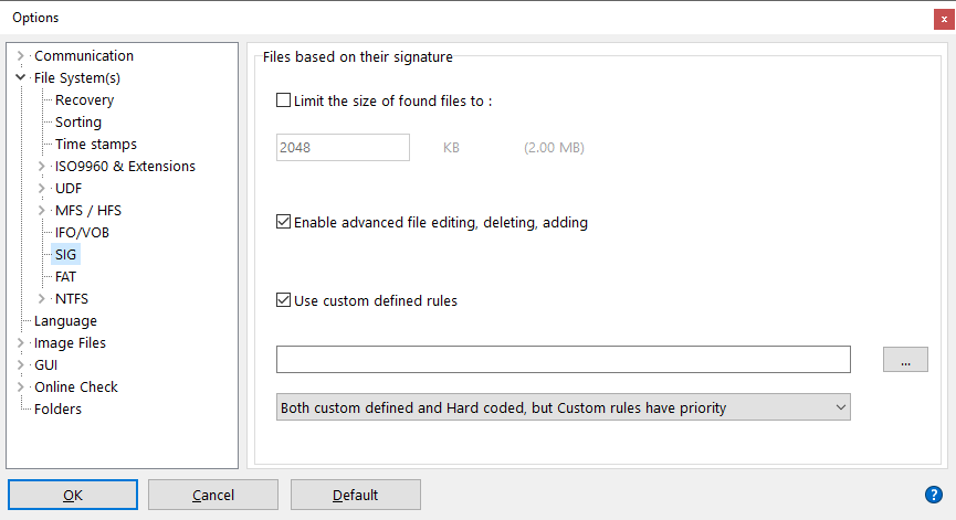 Custom File Signature rules