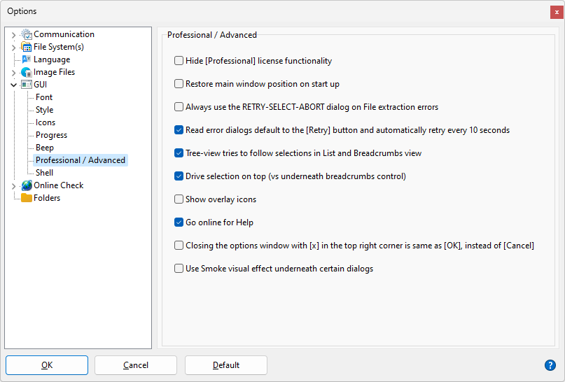 IsoBuster - GUI Settings