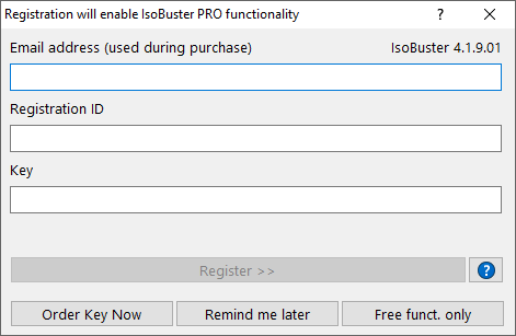 IsoBuster - Enregistrer la fonctionnalité PRO