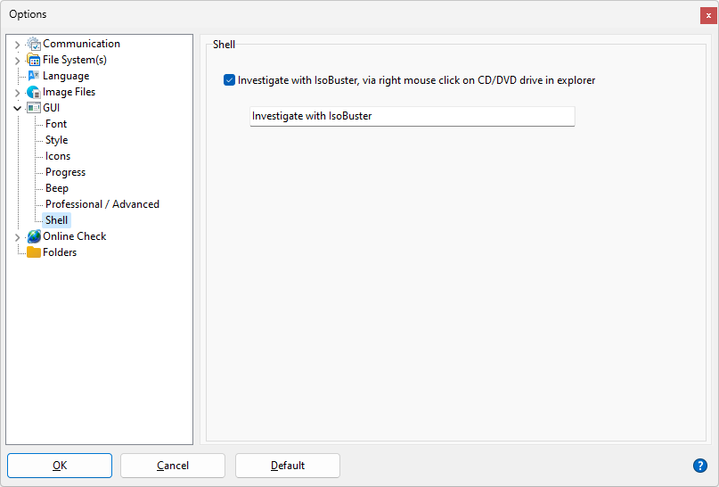 IsoBuster - Configuration de la GUI