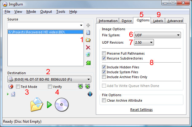 ImgBurn: Screenshot mit anleitung. ImgBurn