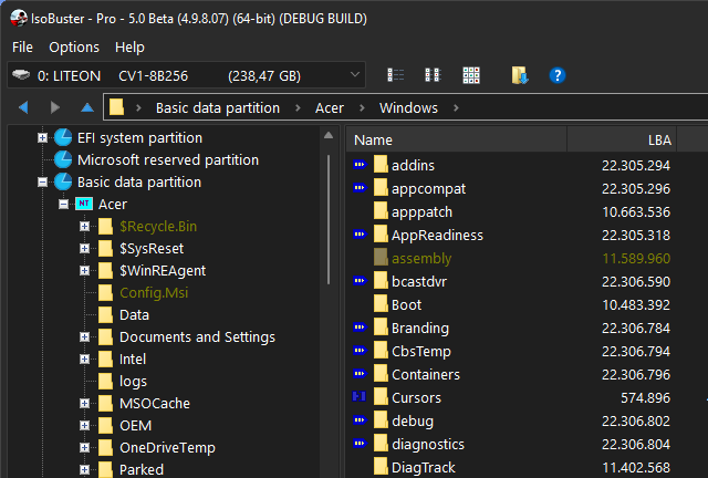 Immagine di IsoBuster 5.0 - 64 bit - Tema scuro