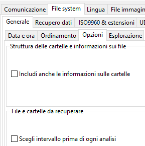 IsoBuster - Impostazioni generali File System